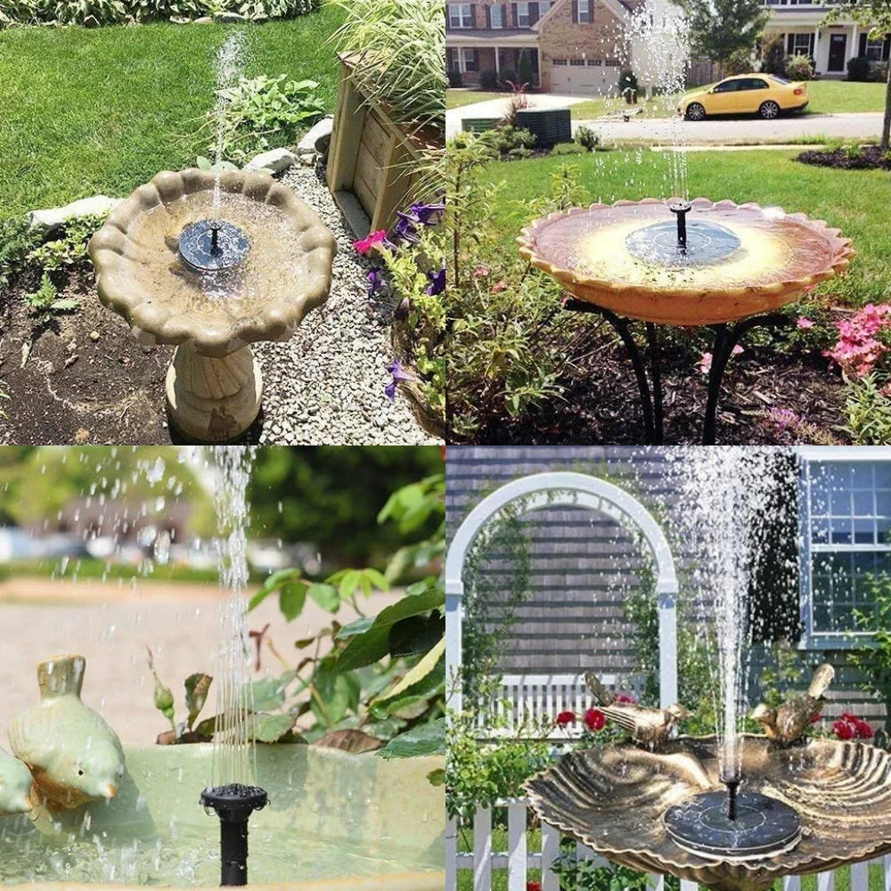 Solarbetriebener Gartenbrunnen mit 7 Sprühmuster und Wasserschutz