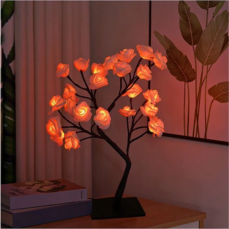 LED Rosenbaum Lampe mit biegsamen Zweigen und USB-Anschluss