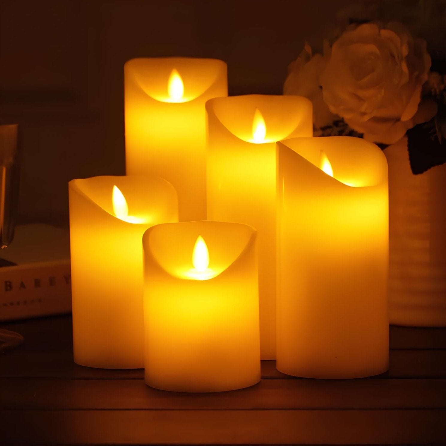 Flammenlose LED-Blockkerzen und Kürbis-Kerzen Set