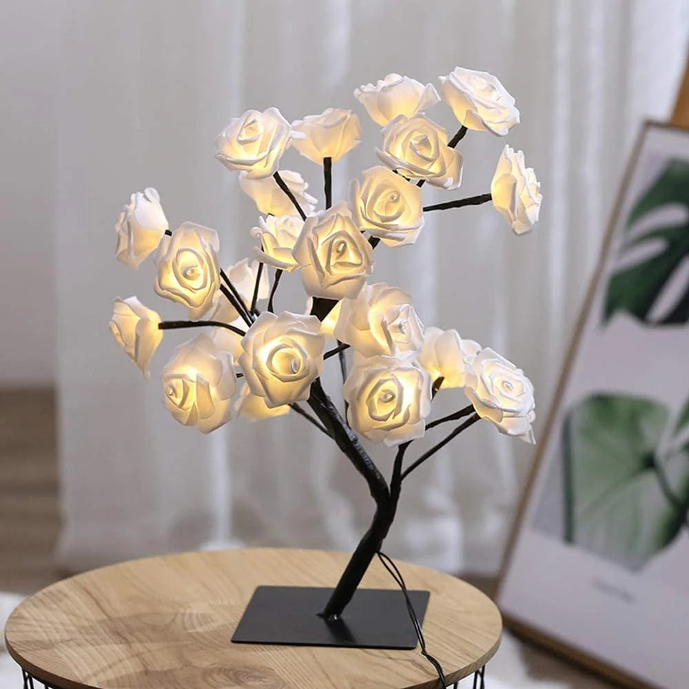 LED Rosenbaum Lampe mit biegsamen Zweigen und USB-Anschluss