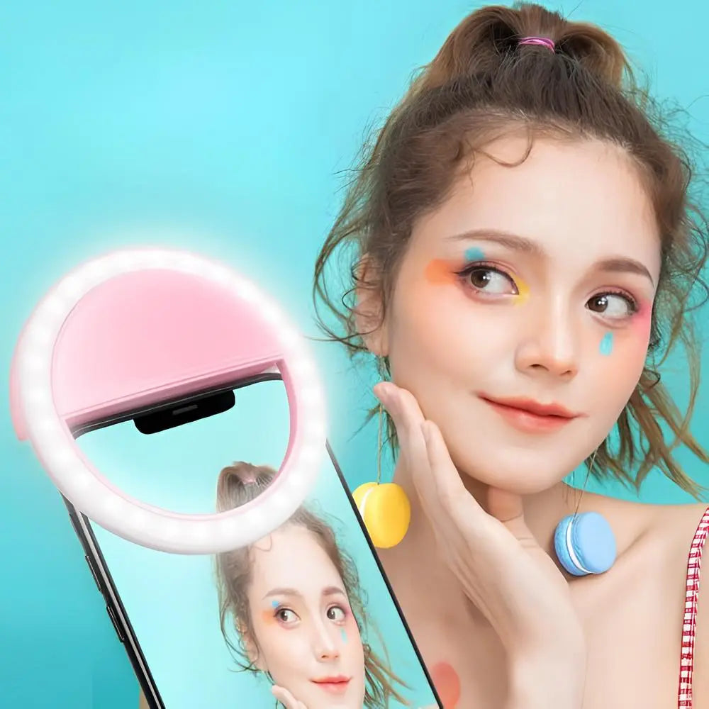 Kompaktes Selfie-Ringlicht mit Clip und einstellbarer Helligkeit