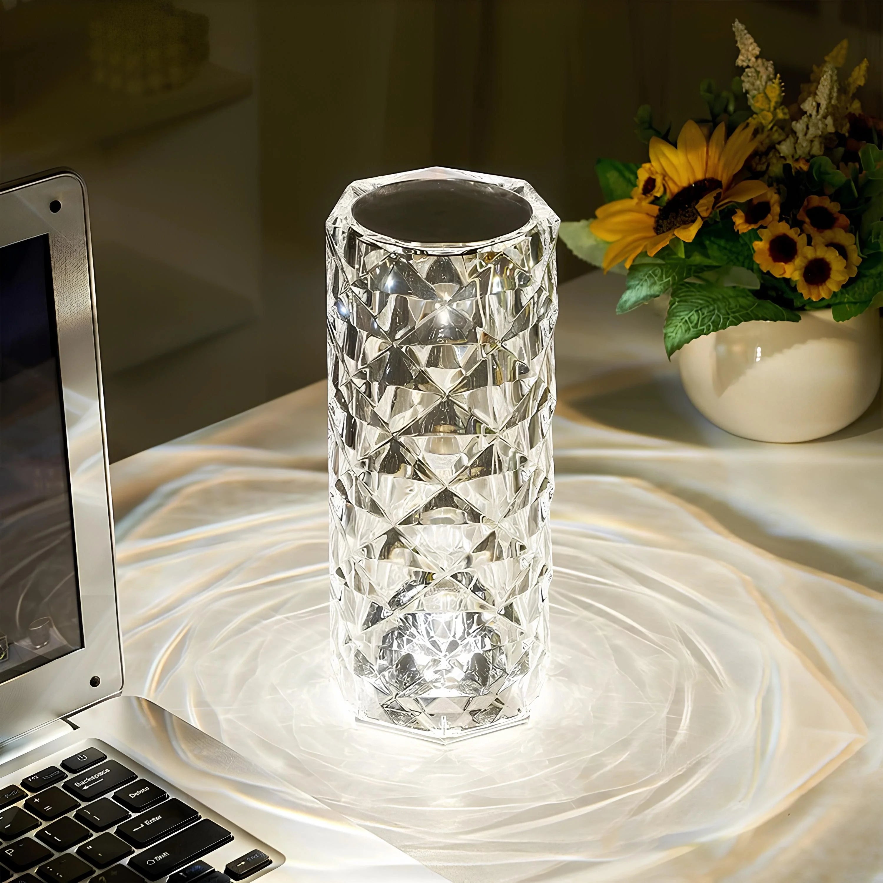 Kristall-Tischlampe mit Farbwechsel und Touchsteuerung