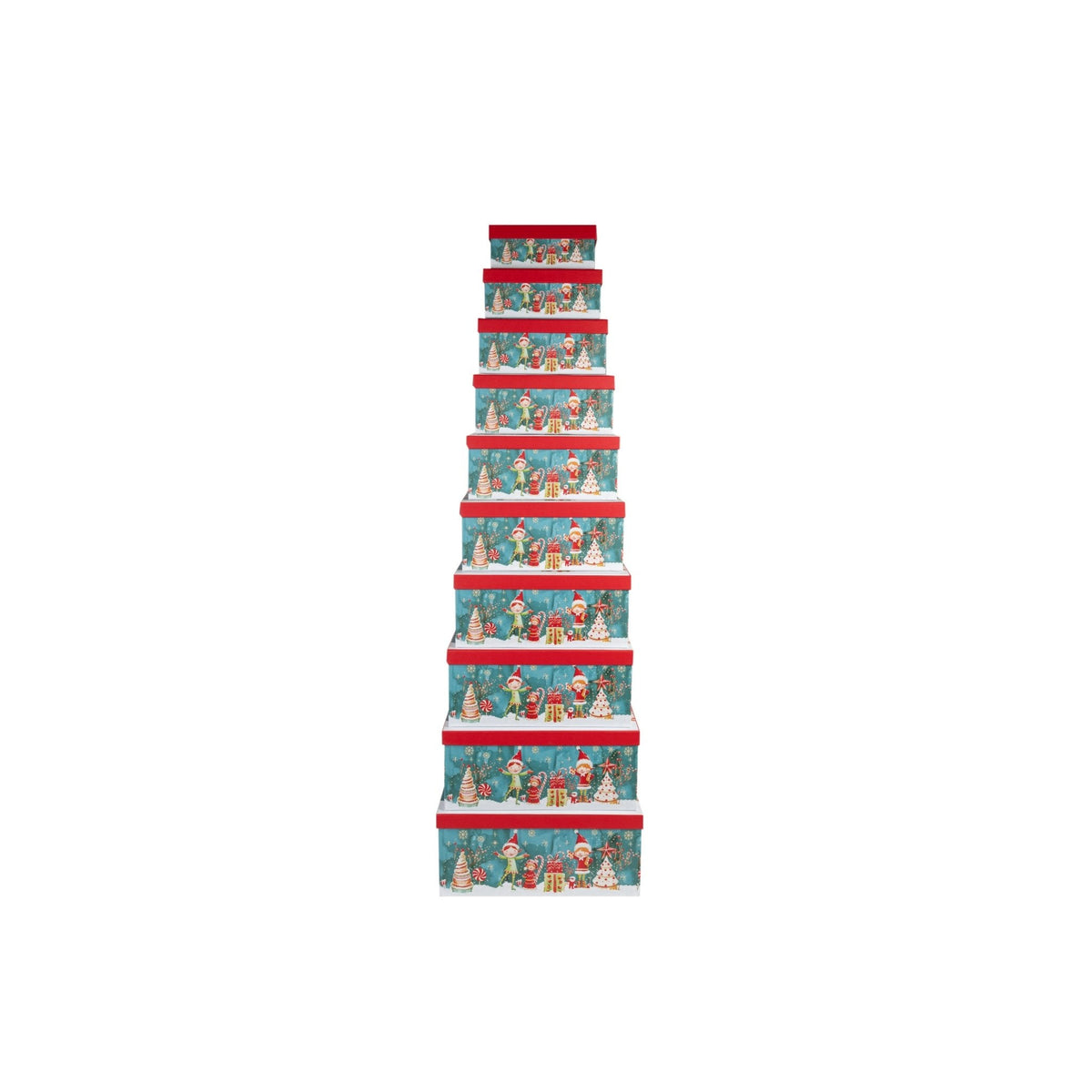 10-teiliges Boxen-Set Weihnachten rechteckig mit Weihnachtsmotiven