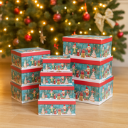 10-teiliges Boxen-Set Weihnachten rechteckig mit Weihnachtsmotiven