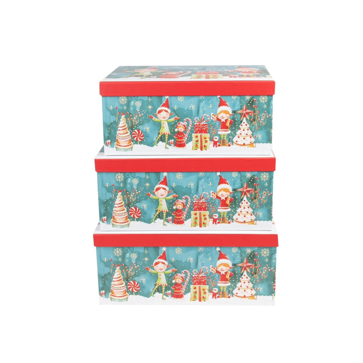 10-teiliges Boxen-Set Weihnachten rechteckig mit Weihnachtsmotiven