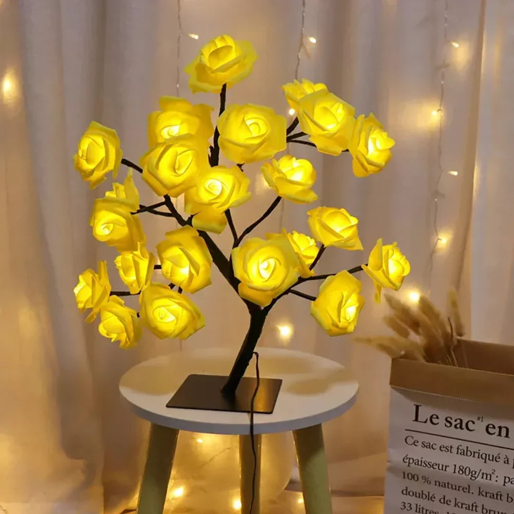 LED Rosenbaum Lampe mit biegsamen Zweigen und USB-Anschluss