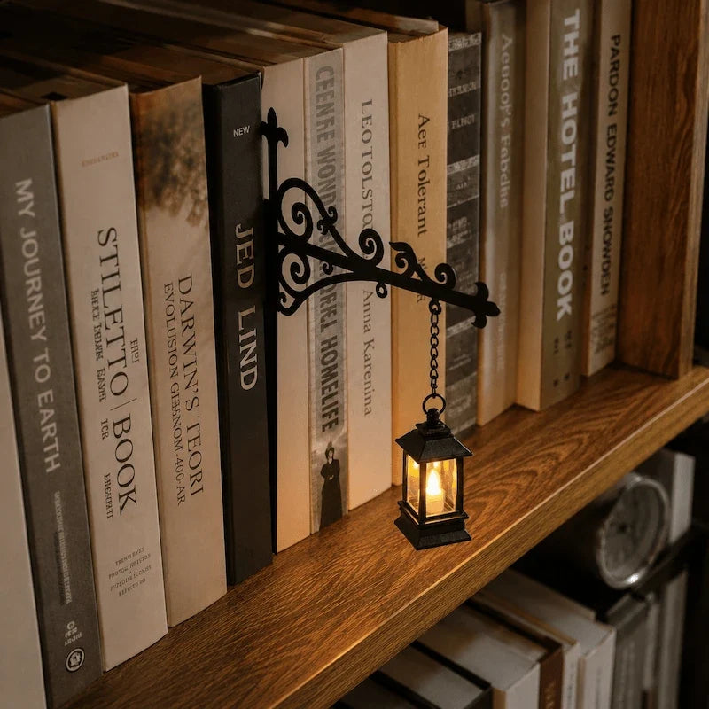 Dekorative Bücherregal-Lampe mit Schmiedeeisen-Halterung und Anhänger