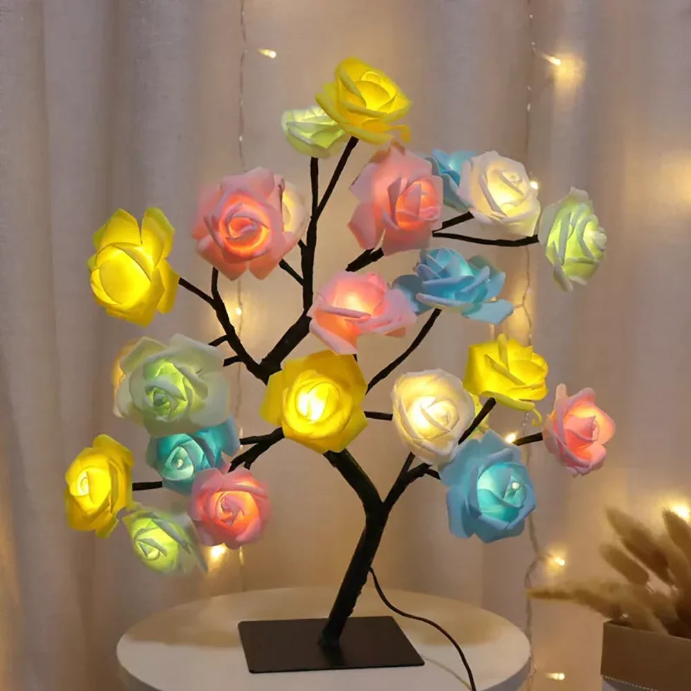 LED Rosenbaum Lampe mit biegsamen Zweigen und USB-Anschluss