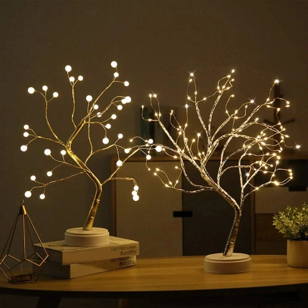 Feenbaum mit warmweißem Licht, verstellbare Zweige, Tropfen- oder Perlen-Variante