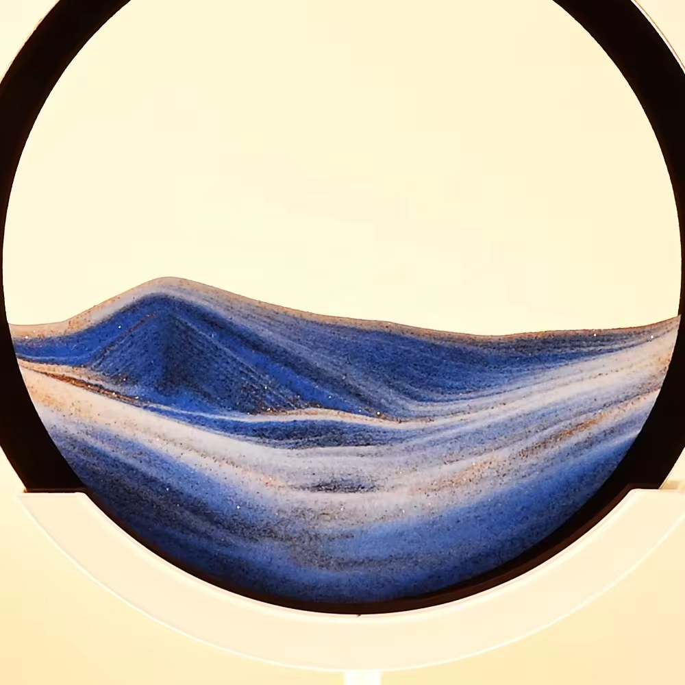 Horizont-Tischleuchte mit Sandspiel und LED-Beleuchtung
