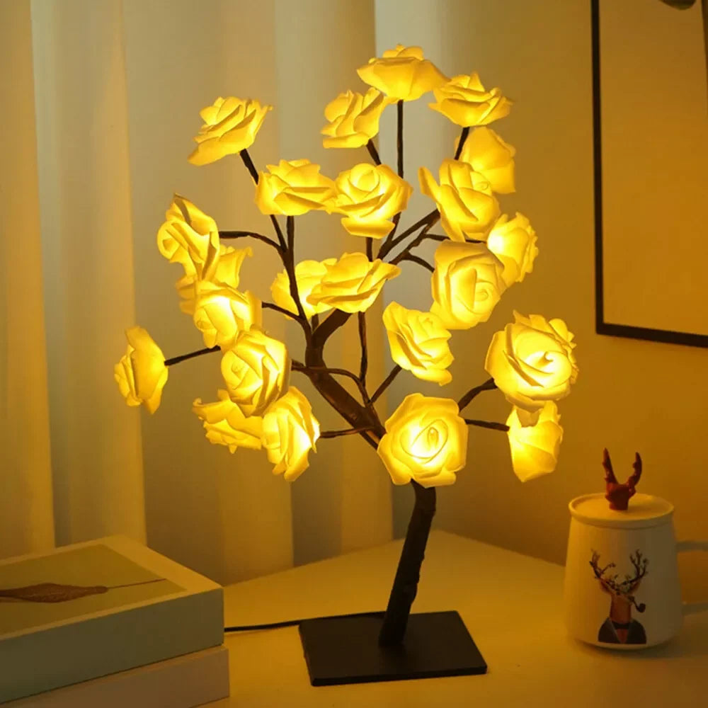 LED Rosenbaum Lampe mit biegsamen Zweigen und USB-Anschluss