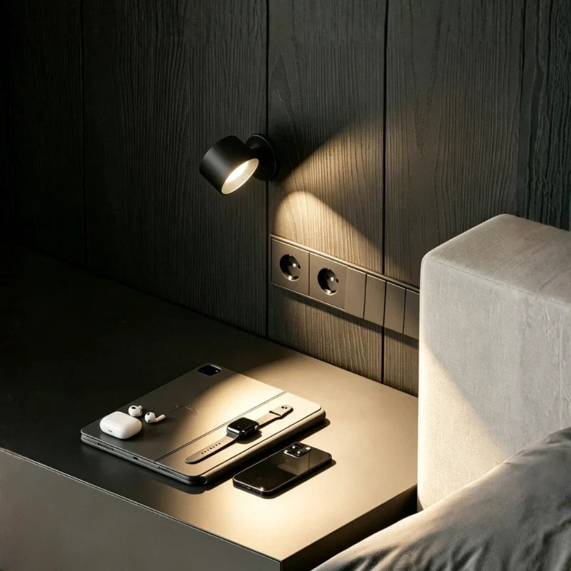 Kabellose Wandleuchte mit 360° Drehung und magnetischer Halterung