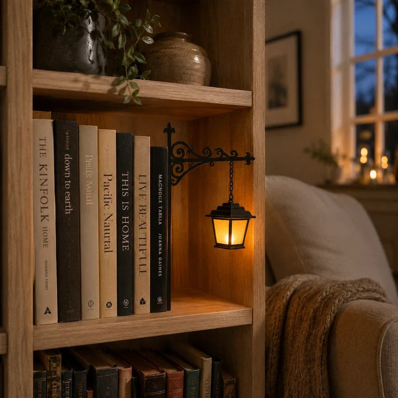 Dekorative Bücherregal-Lampe mit Schmiedeeisen-Halterung und Anhänger