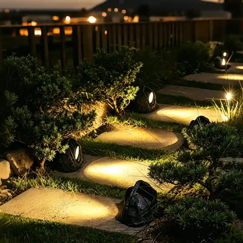 Solar-Gartenstrahler im Naturstein-Design, warmweiß oder naturweiß