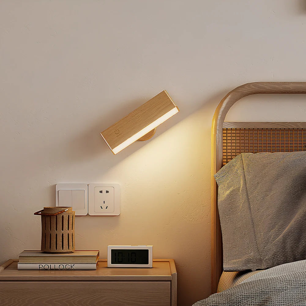 EasyStick™ Drehbare Wandleuchte mit Holzoptik und Touch-Dimmer