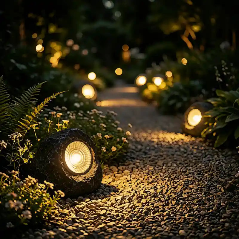 Solar-Gartenstrahler im Naturstein-Design, warmweiß oder naturweiß