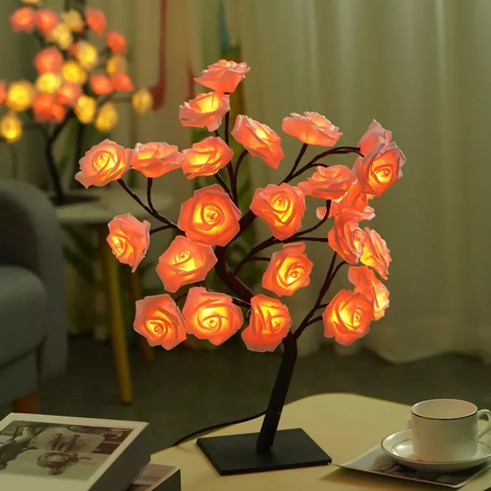 LED Rosenbaum Lampe mit biegsamen Zweigen und USB-Anschluss