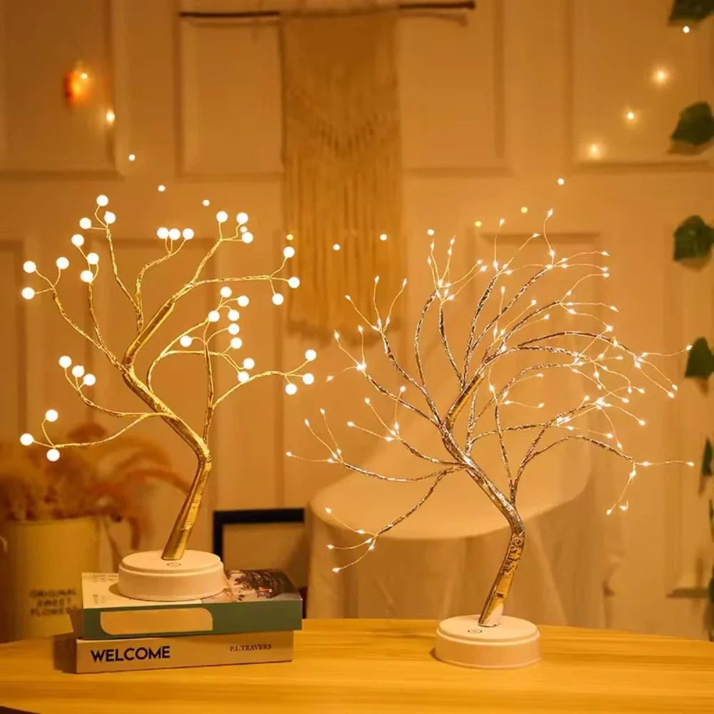 Feenbaum mit warmweißem Licht, verstellbare Zweige, Tropfen- oder Perlen-Variante