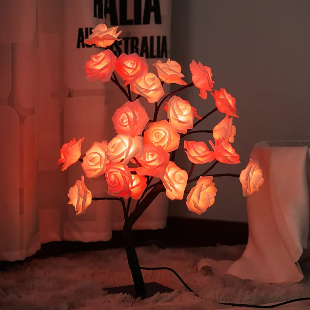 LED Rosenbaum Lampe mit biegsamen Zweigen und USB-Anschluss