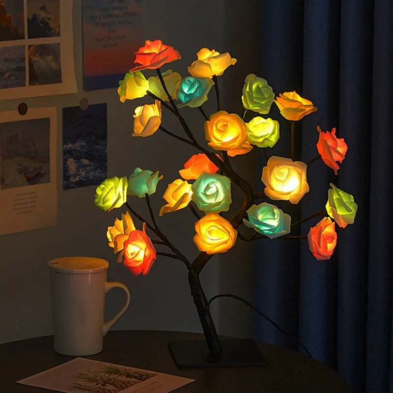 LED Rosenbaum Lampe mit biegsamen Zweigen und USB-Anschluss
