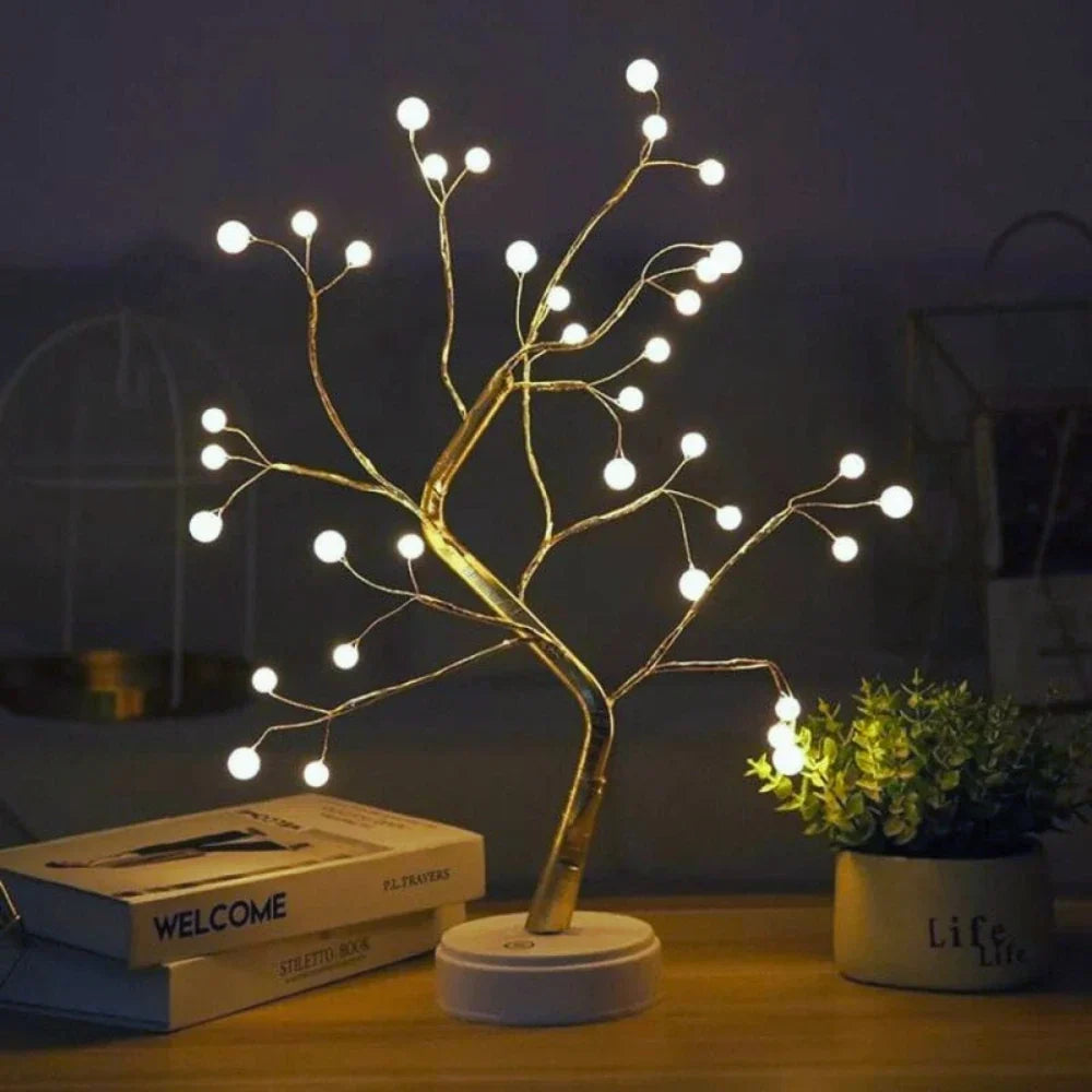 Feenbaum mit warmweißem Licht, verstellbare Zweige, Tropfen- oder Perlen-Variante