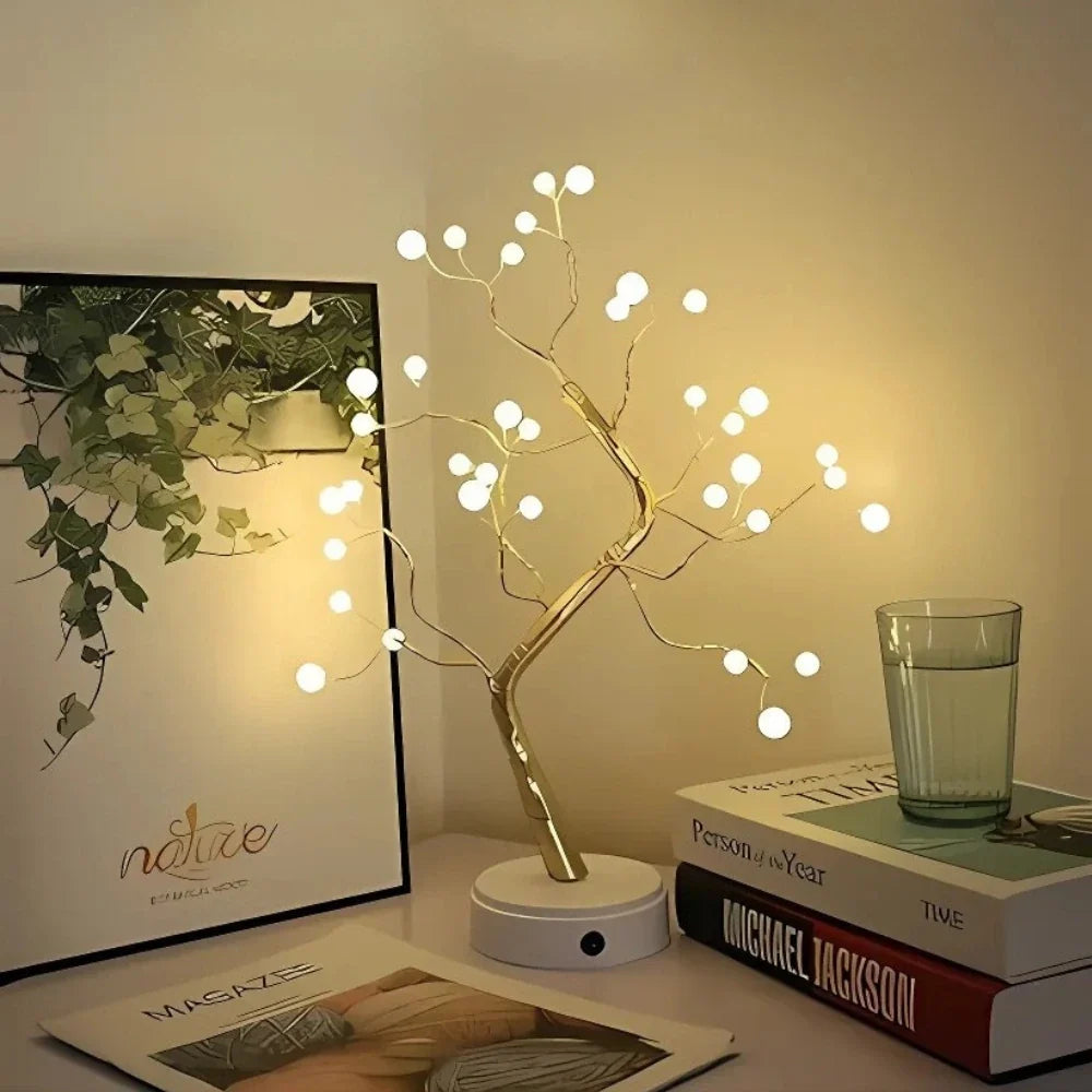 Feenbaum mit warmweißem Licht, verstellbare Zweige, Tropfen- oder Perlen-Variante