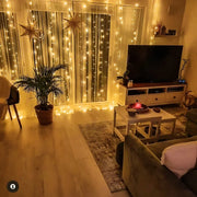 Feenvorhang mit warmweißen LED-Lichtern und 8 Beleuchtungsmodi