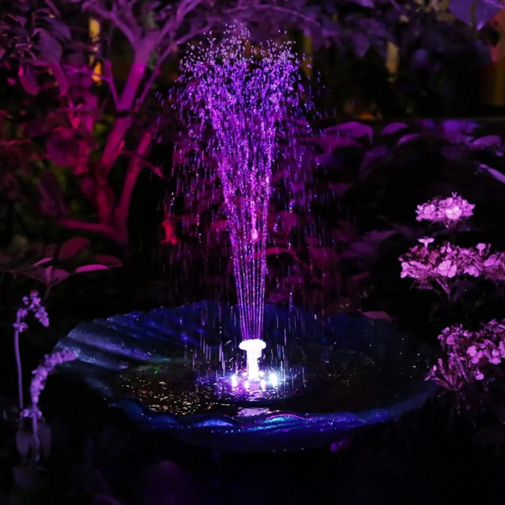 Solarbetriebener Gartenbrunnen mit 7 Sprühmuster und Wasserschutz