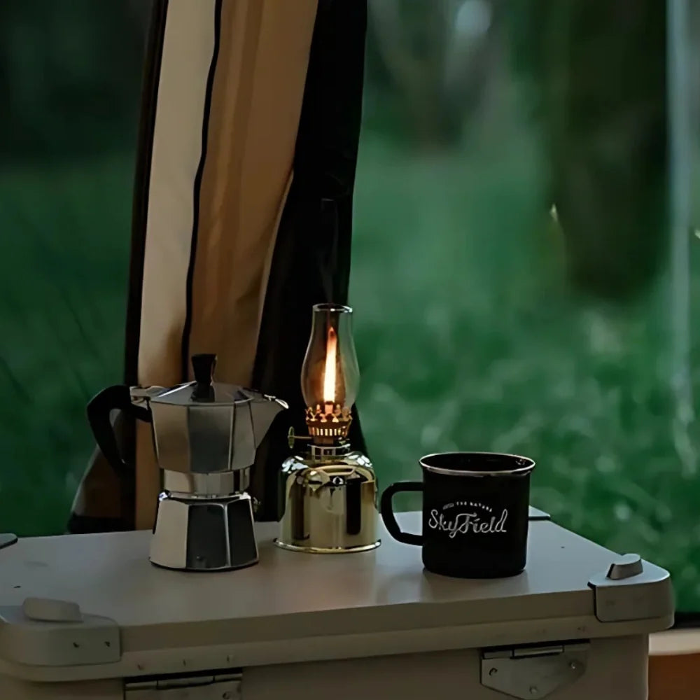 FlareCraft™ Öllampe aus galvanisiertem Eisen mit Glasaufsatz
