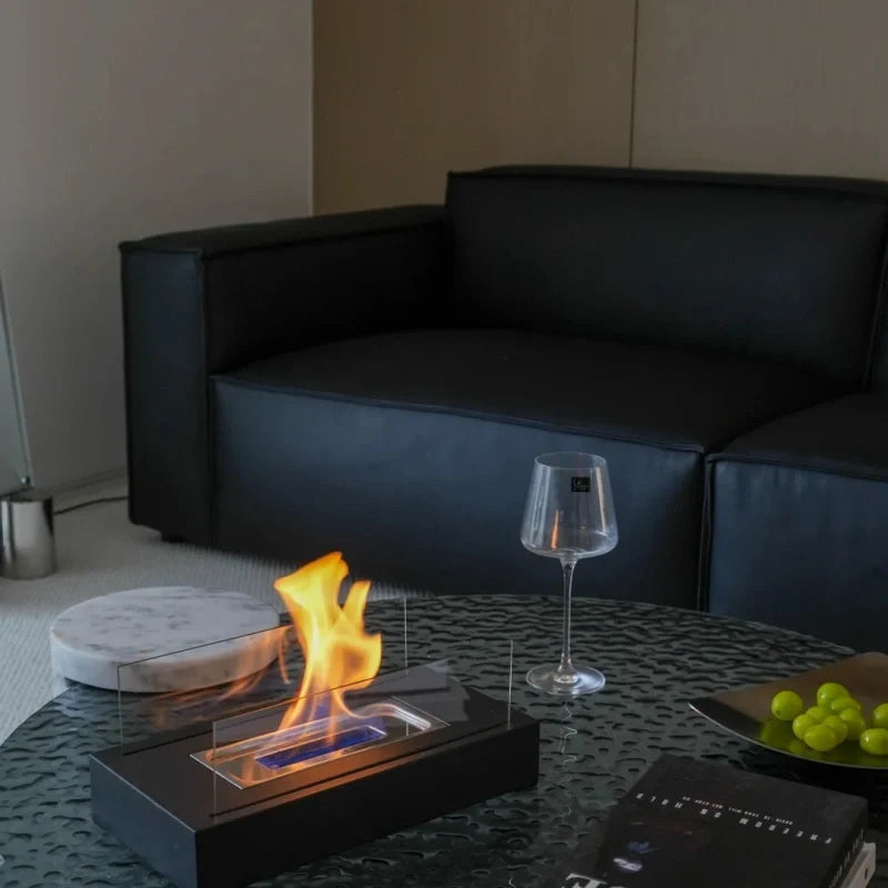 Everlasting Flame™ Tischkamin mit Glasabdeckung in Schwarz oder Weiß