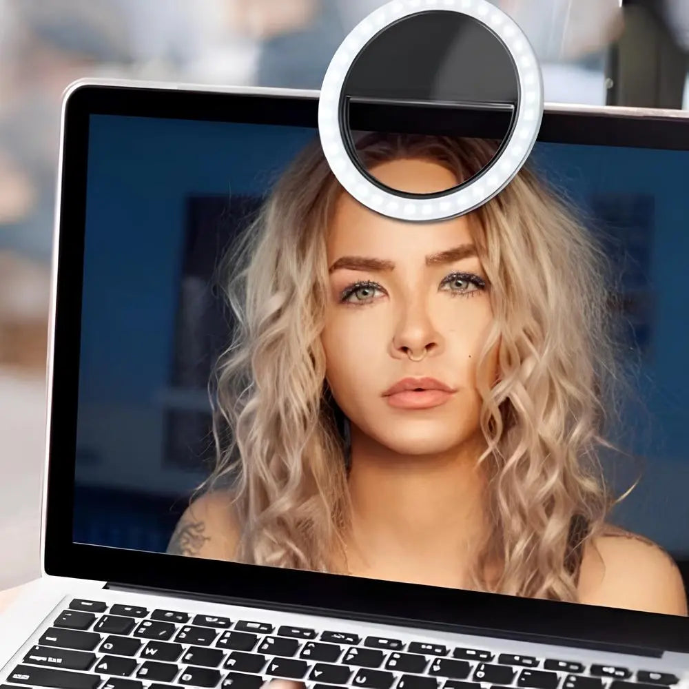 Kompaktes Selfie-Ringlicht mit Clip und einstellbarer Helligkeit