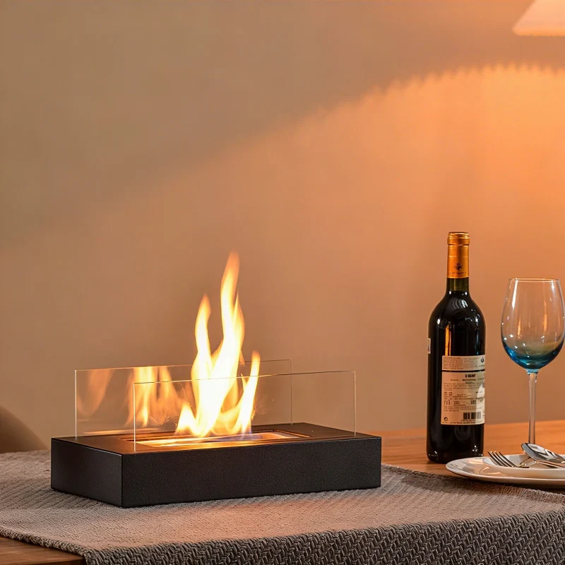 Everlasting Flame™ Tischkamin mit Glasabdeckung in Schwarz oder Weiß