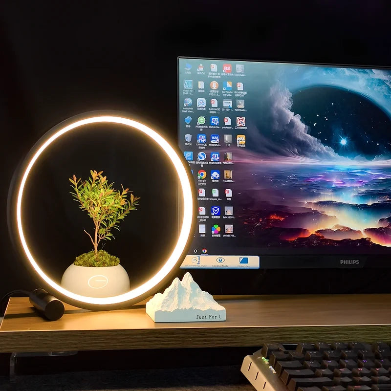 Halo LED Nachttischlampe mit Dimmfunktion und Ring-Design