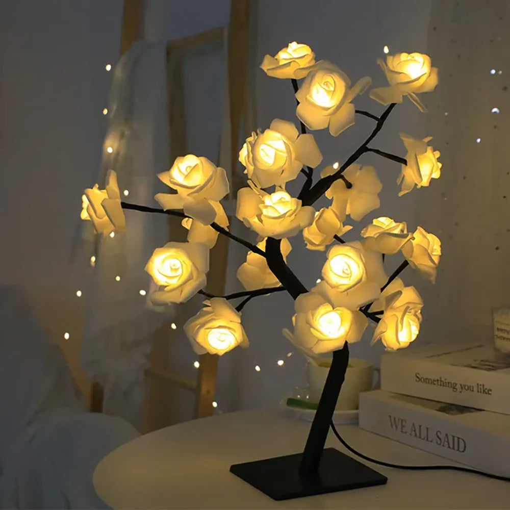 LED Rosenbaum Lampe mit biegsamen Zweigen und USB-Anschluss