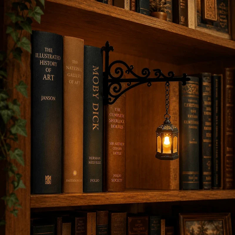 Dekorative Bücherregal-Lampe mit Schmiedeeisen-Halterung und Anhänger