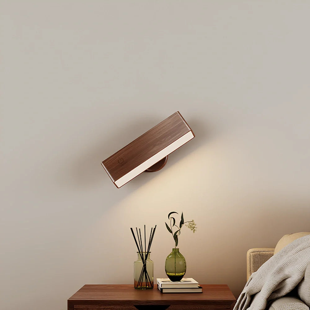 EasyStick™ Drehbare Wandleuchte mit Holzoptik und Touch-Dimmer