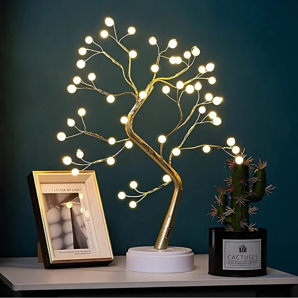 Feenbaum mit warmweißem Licht, verstellbare Zweige, Tropfen- oder Perlen-Variante