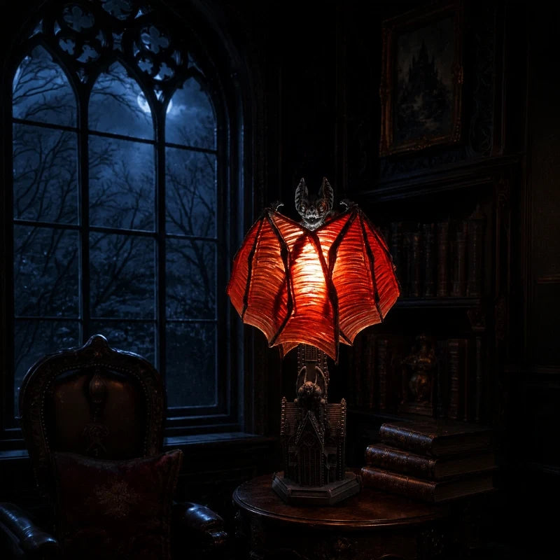 Vampyra™ Fledermaus-Tischlampe mit Spukhaus-Sockel
