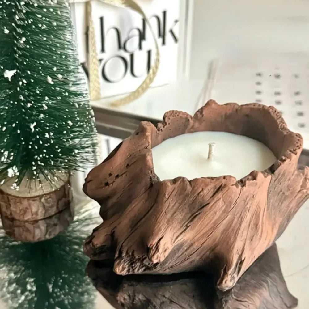 HollowGlow™ Kerzenwiege in Baumhöhlen-Optik aus Zement