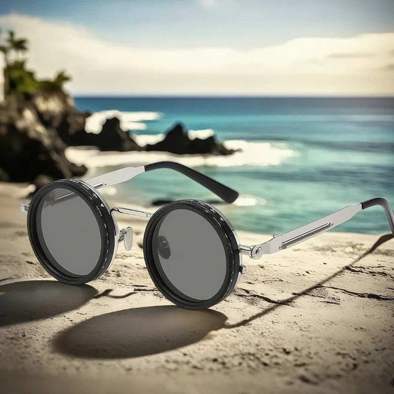 ShadeShift™ Sonnenbrille mit verstellbarem ND-Filter und rundem Rahmen