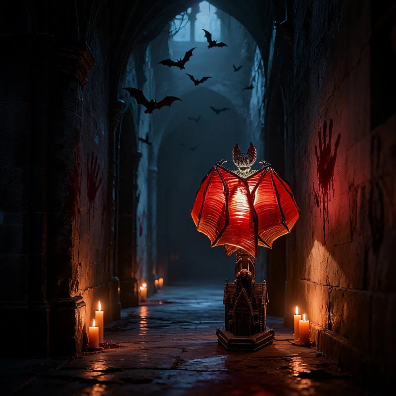 Vampyra™ Fledermaus-Tischlampe mit Spukhaus-Sockel