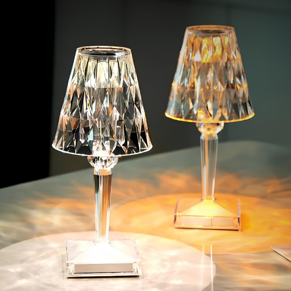 Kristall-Tischlampe mit Touch-Steuerung und Akku