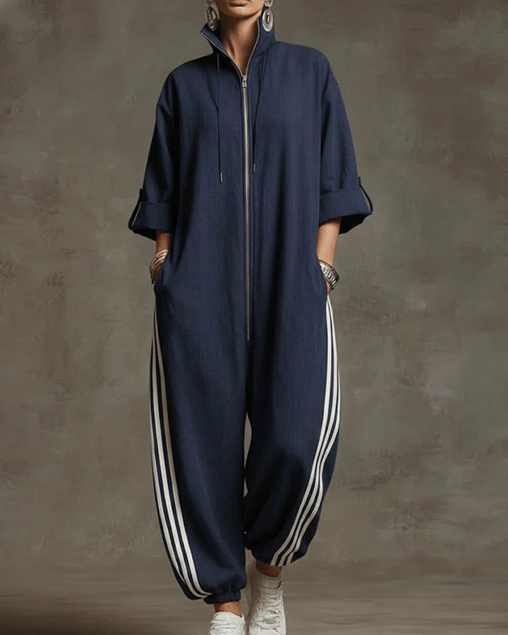 Leonora | Striped tracksuit, sporty style with zip
