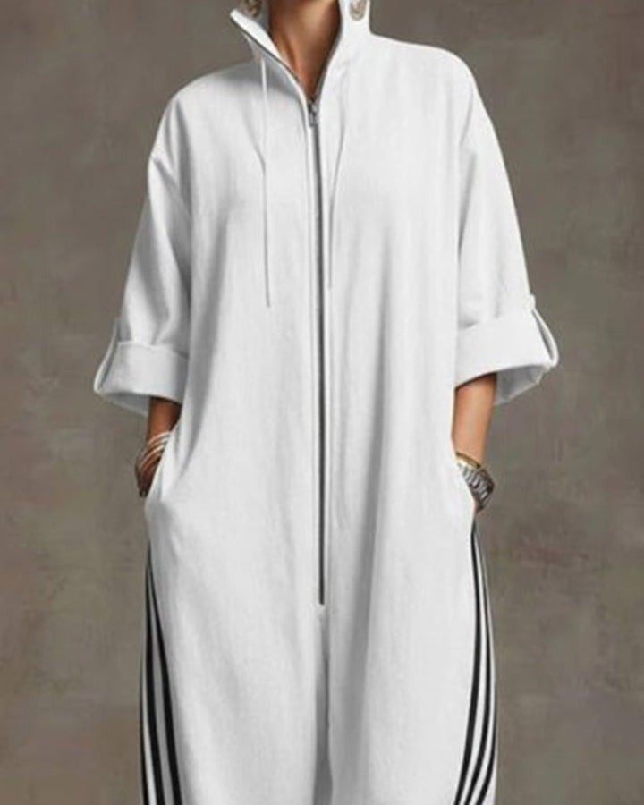 Leonora | Striped tracksuit, sporty style with zip
