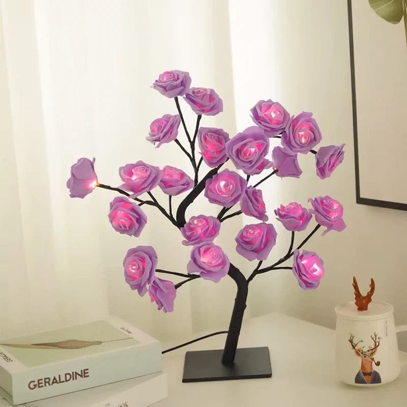 LED Rosenbaum Lampe mit biegsamen Zweigen und USB-Anschluss