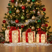 LED-Deko-Geschenkboxen im 3er-Set (18 cm, 16 cm, 12 cm)