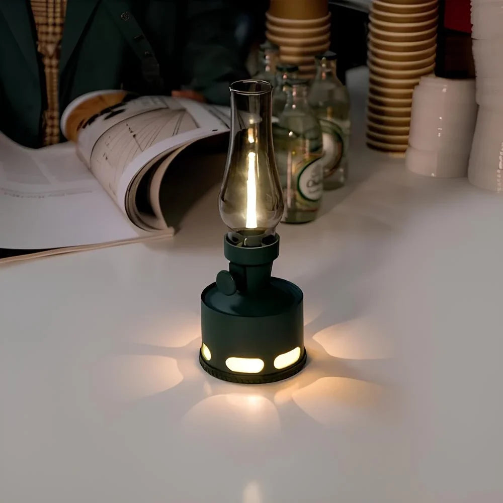 LED Vintage Laterne mit USB-Ladefunktion und Puster-Aus