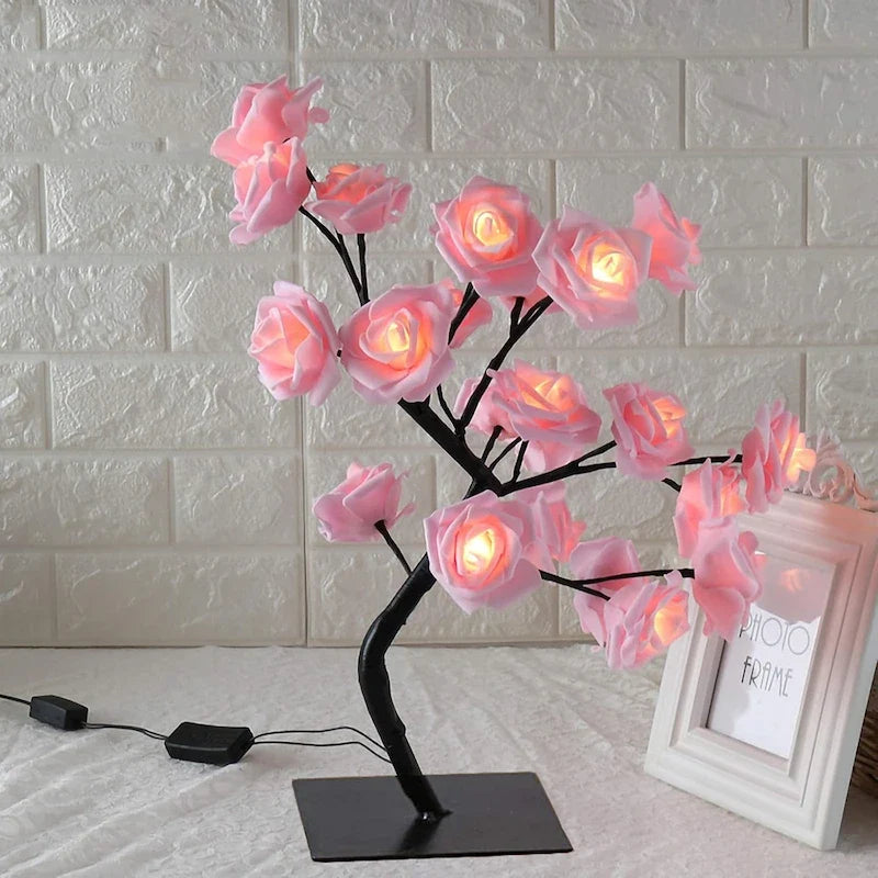 LED Rosenbaum Lampe mit biegsamen Zweigen und USB-Anschluss