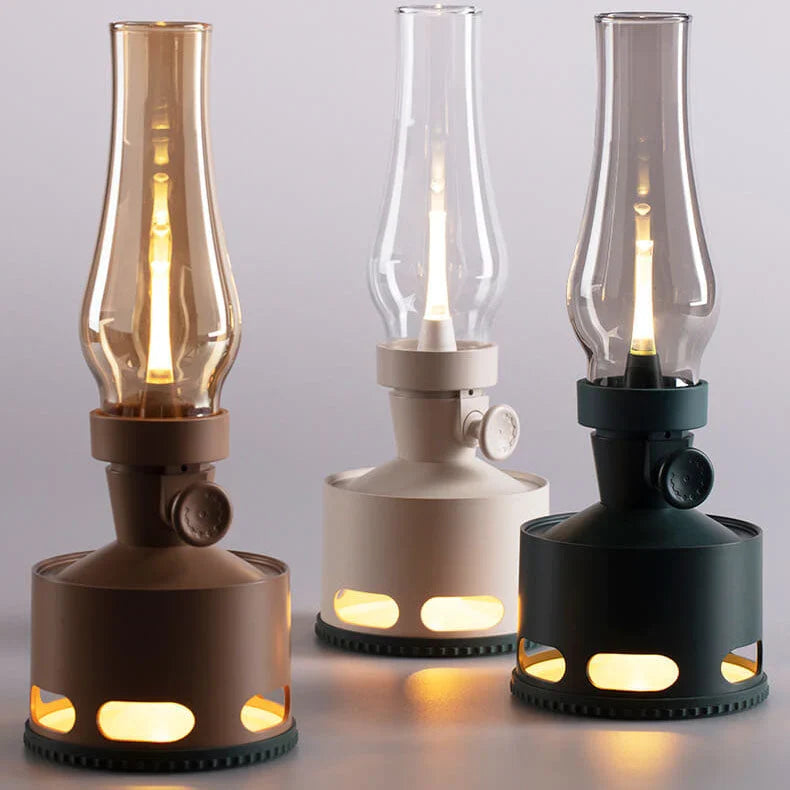 LED Vintage Laterne mit USB-Ladefunktion und Puster-Aus