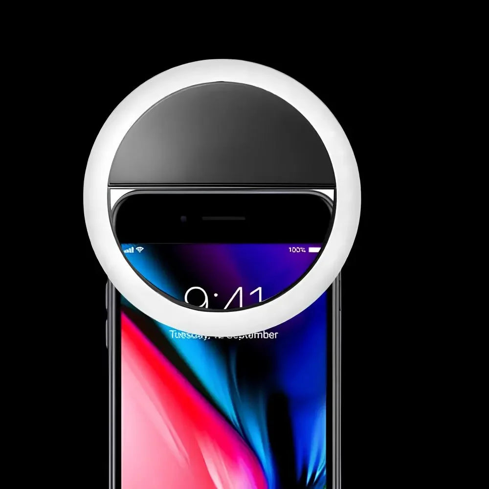 Kompaktes Selfie-Ringlicht mit Clip und einstellbarer Helligkeit